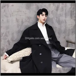 Trench Outerwear & Coats Mens Clothing Apparel Drop Delivery 2021 Outono Inverno Dos Homens Do Vintage Da Moda Dupla Breasted Longo De Trinch