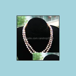 Beaded Halsband hängar smycken charmig blandad färg 8-9mm dubbelsträng sydsjön naturlig pärlhalsband 18 tum 19 tum s925 sier droppe