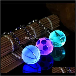 Keychains Fashion Aessories Drop Delivery 2021 FancyFantasy LED Keychain 30mm Glass Gravering Runda 3D Globe Crystal Ball Colorful Pendant F