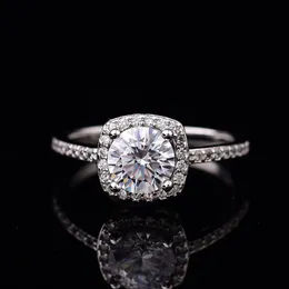 Anelli a grappolo Geoki Incredibile anello scintillante di Moissanite Test di diamanti superato 925 Sterling Silver Taglio perfetto 1 D Gemme di colore per le donne