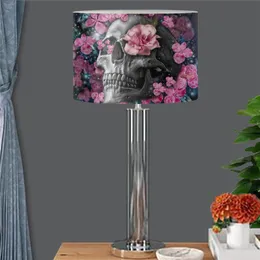 Lamp Covers & Shades Cloth Lampshade With Metal Frame Livingroom Bedroom Decor Pink Rose Skull Print Table Drop Wholesale 2021