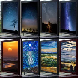 Naklejki na okno witraże szklane mrożona naklejek spersonalizowany meteor księżyc słońce do łazienki sypialnia do sypialni drzwi domowe wystrój domu