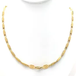 18 k gul guldstämpel länk hänge tillbehör platt kedja fast halsband mens kvinna gåva 550 lång 3mm