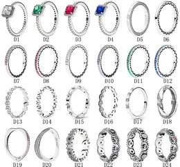 Designer Jóias 925 Anel de Casamento de Prata Bead Fit Pandora Square Color Série Versátil Casal Anéis Cúbicos Zircônia Estilo Europeu Anéis Presente de Senhoras Aniversário