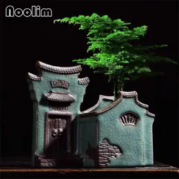 Chiński styl kreatywny ceramiczny doniczkę vintage sukulenty garnek bonsai doniczkowy salon antyczne sadzarka dom dekoracja 210712
