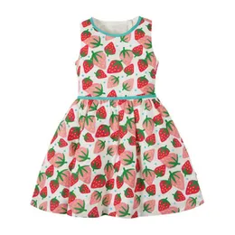 Little Maven Lato Nowy Krótki Rękaw Dzieccy Dziewczyny Ubrania Dzieci Dzieci Dziewczyna Śliczna Truskawkowa Dress Dresses Suknie 2-7 lat Q0716