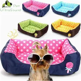 ULTRASOUND PET All Seasons Small Medium Size Pet Dog Bed House Sofa Kennel Soft Dots Fleece Cat Warm S M L 210924