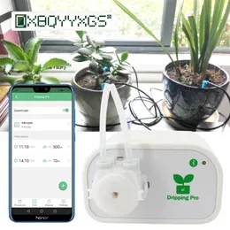 Auto Irrigação do gotejamento gotejamento Pro Controle do telefone móvel Planta de jardim Automático sistema de rega inteligente bomba de temporizador 210610