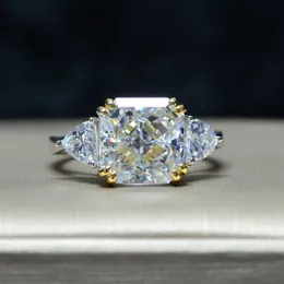 OEVAS 100% 925 Sterling Silver Pierścionki N10 * 10mm Wysokie Diamentowe Diament Utworzone MOISSANITE Party Wedding Engagement Fine Buberry Prezent