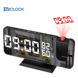 Miclock Dual Loud Smart Alarm Clock Projektion för sovrum R digital med USB-laddare Stor spegel LED-display 220311