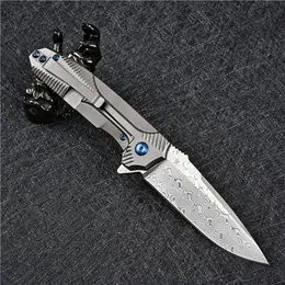Самоструктурное предложение Flippers складной нож Япония Дамаск сталь капельки лезвия TC4 титановой сплав ручка открытый EDC карманные ножи