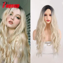 Cabelo encurralado de meio comprimento tingido gradiente preto longa peruca cosplay mulheres perucas sintéticas