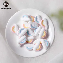 Marka 20pc DIY Handmade Silikonowe Koraliki Dla Dzieci Zabawki Rainbow Cartoon Kreskówka Gryzys Krajobraz Prezent 211106