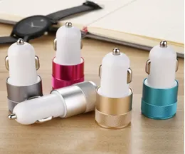 عالمي 1.0A 2.1a المزدوج USB شاحن سيارة محول ذكي شحن سبيكة معدنية شل مع ضوء LED ل فون شواحن سيارة الهاتف المحمول