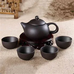 5pcs Kung Fu Tea Set [1 pot + 4 Cups Set] 150ml Chinese Xi Shi Porcelain Sets Ceramic Yixing Purple Clay Kettle 210813