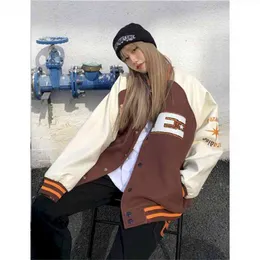 SS Bombowiec Kobieta Kurtka Hip Hop Furry Bone Patchwork Kolor Block Kurtki Męskie Harajuku Streetwear Mężczyźni Baseball Płaszcze Unisex 210818