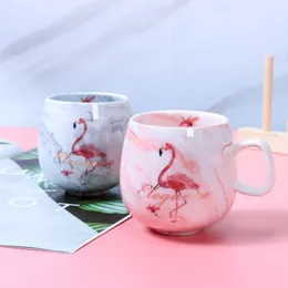 Flamingo Kaffe Koppar Keramikmugg Resekopp Gullig kattfot Ins 72 * 85mm H1215