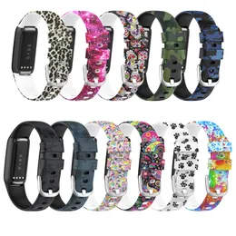 Silikonbytesremmor Armband Band Målning Leopard Camouflage Sky För Fitbit Luxe Smart Watch Tillbehör