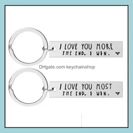 Keychains Fashion Aessories I Love You Most More The End Creative Keyrings Win Couples Keychain Stainless Steel Key Holders Party Favor Drop