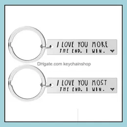 Keychains Fashion AESSORIAS Eu te amo mais o final dos teclados criativos ganham casais Keychain Stainless Key Titulares Favory Drop Drop