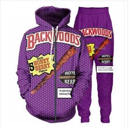 New Men/Womens Backwoods Honey Berry Blunts 3D Print Casual Fashion zipper Hoodies/Sweatpants Hip Hop Tracksuits Hoodie+Pants ET020