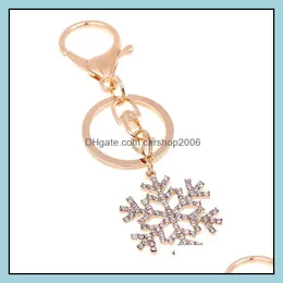 Juwelrychristmas Schneeflocke Schl￼sselbund Schneeblume Kristall Strass Tastenh￤nge Handtasche H￤ngende Dekor Schl￼sselketten Ringe Schmuck Aessories Geschenk Drogen