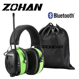 Bluetooth Earmuffs FM/AM Radio Hearing Protection Headset NRR25DB Buller Reduction Ear Muffs 2000mAh RECHAREBLEABELT Batteritaktisk tillbehör