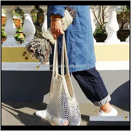 Bags Kitchen Housekeeping Organization Home & Garden Drop Delivery 2021 Reusable String Fruit Storage Handbag Totes Women Shopping Mesh Net W