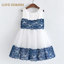 Love DDMMガールズドレス子供服女の子甘い花芽シルクスクリーン糸のステッチノースリーブベストドレス210715