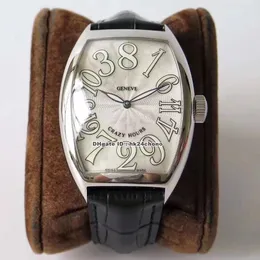 ABF工場の高級時計8880 CHクレイジーな時間ステンレス鋼FM2001自動メンズウォッチホワイトダイヤルレザーストラップゲント腕時計