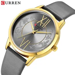 Watches Women Gold Luxury Brand Curren Fashion Creative Quartz Female Wrist Watch Leather Ladies Clock Relogio Feminino 210527