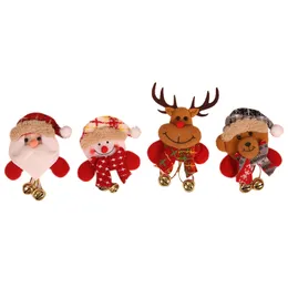 Ljus upp Jul Brosch Pins Santa med Jingle Bell Decorations for Woman Kids Xmas Party Favors Gifts Väska Charms XBJK2111