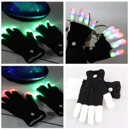 LED-Flashhandschuhe Fünf Finger Licht Ghost Dance Black Bar Bunte Rave Light Finger Beleuchtung Handschuhe glühen Flashing CF1517 Ottie