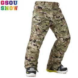 Skiing Pants GSOU SNOW Ski Men Winter Snowboard Waterproof Breathable Camouflage Trousers Thicken Warm Windproof Clothes