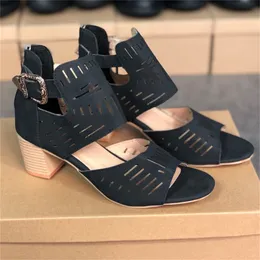 Women High Heels Rhinestones Crystals Sandal Peep-toe Leather Shoes Fashion Hollow out Sandals Summer Chunky Shoe With Zipper Size 35-43 04