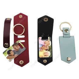 DIY Sublimation Transfer Photo Sticker Keychain Gifts for Women Leather Aluminum Alloy Car Key Pendant Gift