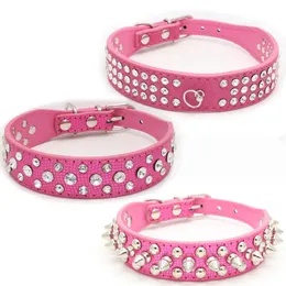 Hundkragar Leashes Småhundar Tillbehör Spiked Rhinestone för valp Stor produkt Krage Kattdjur Halsband Handen Halsband Mascotas