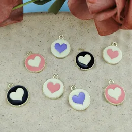 Apeur 10pcs/pack round design heart mongel charms 19*15mm زوجين بيدان عائم للمجوهرات