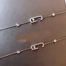 Gioielli in argento sterling puro di marca 925 per le donne Bracciale a catena in argento sottile Praty Gioielli da sposa Bracciale in pietra con scorrimento in oro rosa