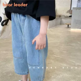 Bear Leader Girls Spring Autumn Jeans Summer Fashion Korean Style Kids Baby Solid Color Pants Casual Straight Pants 210708