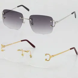 Rimless T8200816 unissex para óculos de sol de metal C Moda por atacado vende delicados óculos de sol de condução feminina decoração de óculos de alta qualidade