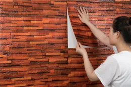 Bakgrundsbilder 10st 77 * 70cm Självhäftande 3D DIY Wallpaper Brick Vattentät TV Bakgrund Väggklistermärken Vardagsrum Heminredning