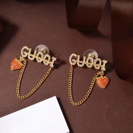 Luxury designer diamond letter Charm earrings aretes chain tassel earring two styles are available