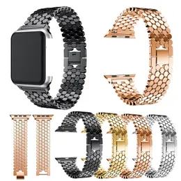 Fiskfjäll i rostfritt stål för Apple Watch 44 mm 40 mm 38 mm 42 mm band metallarmband Iwatch Series 6 5 4 3 Se Watchband Dropshipping