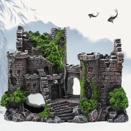 Decorations Resin Artificial Decoration Aquarium Rock Cave Building Landscaping Ornament