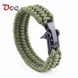 Ao ar livre acampamento sobrevivência manguito pulseiras homens escalando esporte cordão de pára-quedas ajustável fivela de aço inoxidável braceletes macho