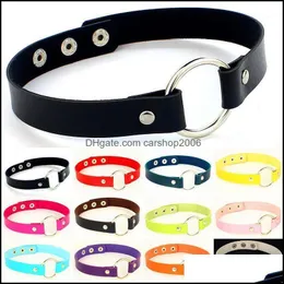 Chokers hängsmycken juvelrychokers 1pc punk rund hjärta gotisk goth choker halsband kärlek pu läder hals spänne halsband smycken för kvinnor c