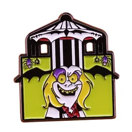 Retro 80S Horror Beetlejuice House Hard Enomel Pins Śliczne szczeniaki metalowe kreskówka broszka dla kobiet mody biżuterii