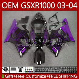 OEM Fairings 100%Fit For SUZUKI 1000CC K3 Purple flames GSX-R1000 03-04 Body 67No.210 GSXR 1000 CC GSXR1000 2003 2004 K 3 GSX R1000 GSXR-1000 03 04 Injection mold Bodywork