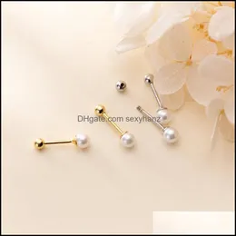 Orecchini a bottone Gioielli Trustdavis Real 925 Sterling Sier Charm Min Pearl Beads Screw For Women Wedding Party Fine S925 1654 V2 Drop Delivery